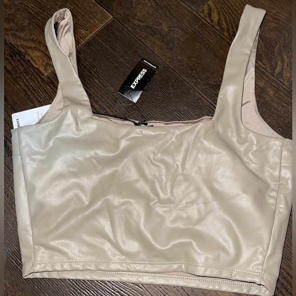 NWT Faux Leather Crop Top S